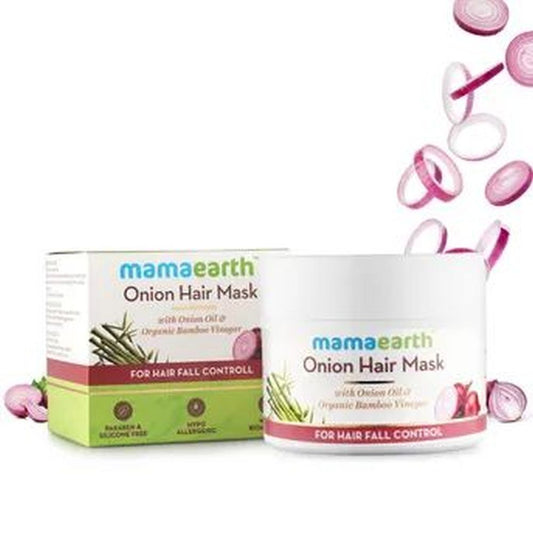 Mamaearth Onion Hair Mask Controls Hairfall And Boosts Hair Growth, With Onion & Organic Bamboo Vinegar (200 ml) - Image 2
