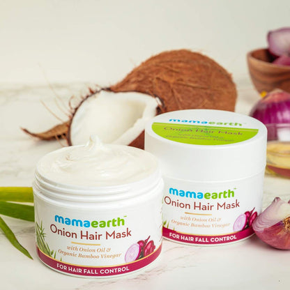 Mamaearth Onion Hair Mask Controls Hairfall And Boosts Hair Growth, With Onion & Organic Bamboo Vinegar (200 ml) - Image 5