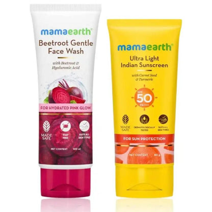 Mamaearth Pink Glow & Sun Care Pack - Ultra Light Sunscreen (80 gm) & Beetroot Face Wash (100 ml) Combo of 2 - Image 2