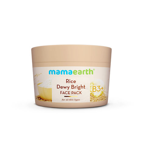 Mamaearth Rice Dewy Bright Face Pack with Rice Water & Niacinamide For Glass Skin 200 gm | DIY-like Texture | Gives Glass-Like Glow |Instant Brightness | Gel Cream Face Mask |Free From Harmful Chemicals