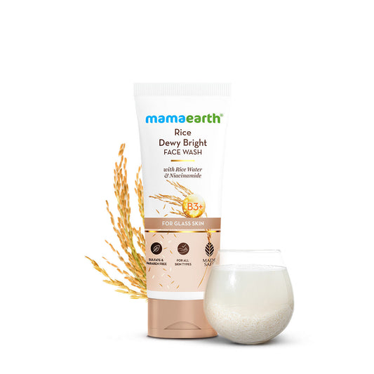 Mamaearth Rice Dewy Bright Face Wash With Rice Water & Niacinamide for Glass Skin | For Hydrated & Even Skin Tone | Glowing & Brightened Skin | Korean Skin Care Product | For All Skin Types | For Men & Women | 200 ml