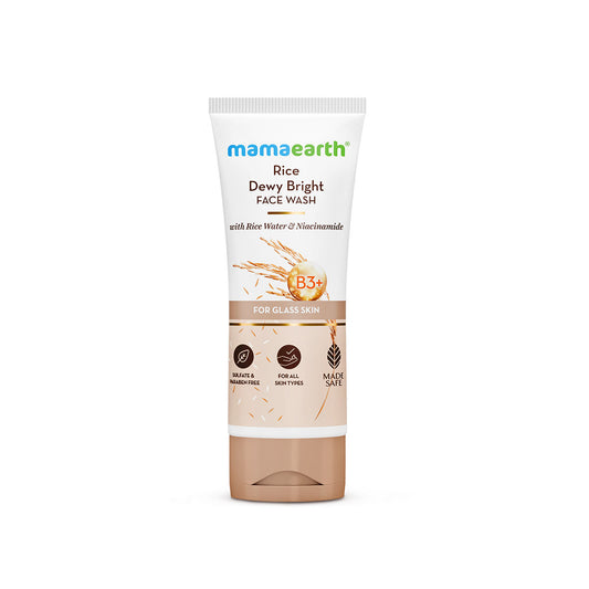 Mamaearth Rice Face Wash With Rice Water & Niacinamide for Glass Skin - 150 ml | For Hydrated, Even Skin Tone | Glowing & Brightened Skin | Korean Skin Care Products | For All Skin Types
