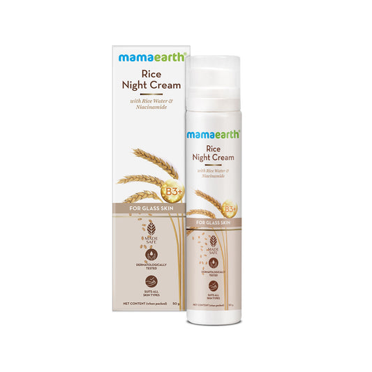 Mamaearth Rice Night Cream, for Clear Skin With Rice Water & Niacinamide for Glass Skin (50 gm)