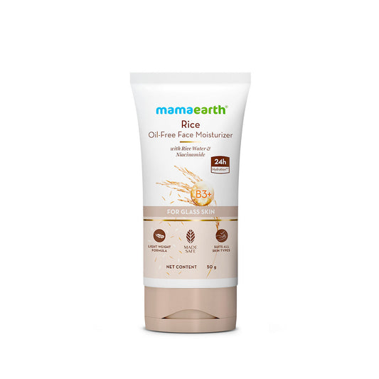 Mamaearth Rice Oil-Free Face Moisturizer , for Oily Skin, With Rice Water & Niacinamide for Glass Skin - 50 gm