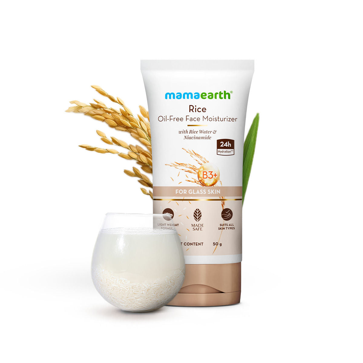 Mamaearth Rice Oil-Free Face Moisturizer , for Oily Skin, With Rice Water & Niacinamide for Glass Skin - 50 gm - Image 3
