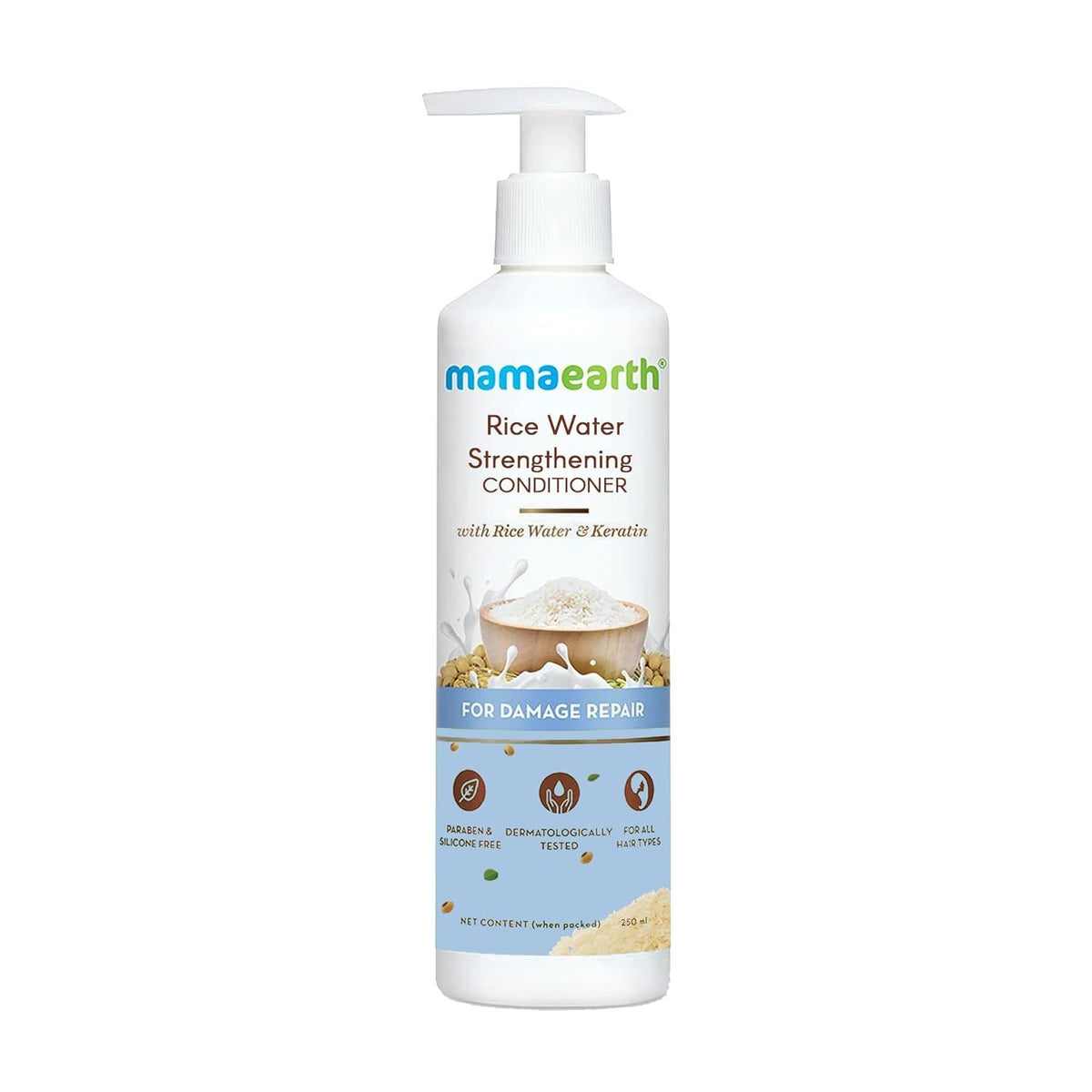 Mamaearth Rice Water Conditioner with Rice Water & Keratin for Damaged Repair (250 ml)