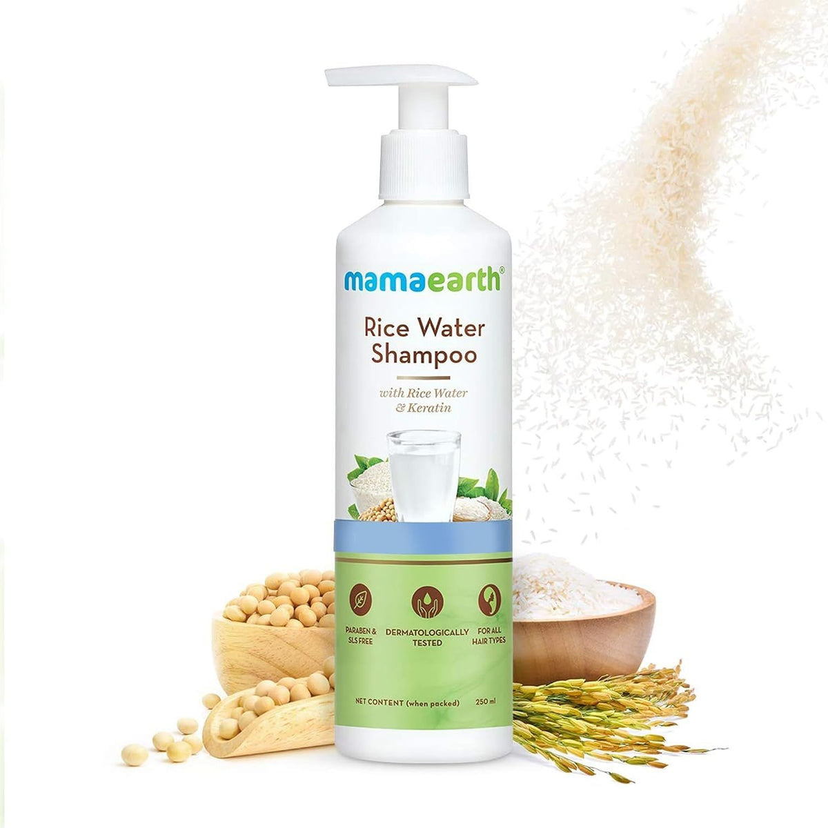 Mamaearth Rice Water Shampoo With Rice Water & Keratin For Damaged, Dry and Frizzy Hair (250 ml)