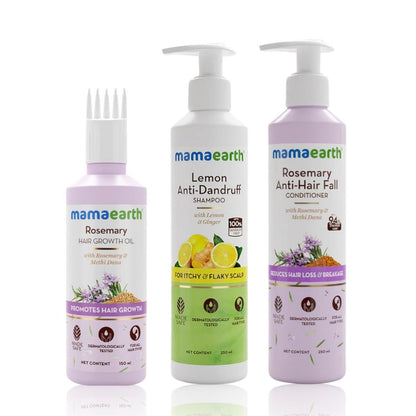 Mamaearth Rosemary & Lemon Combo : Rosemary Oil (150 ml) + Lemon Anti-Dandruff Shampo (250 ml) +Rosemary Conditioner (250 ml) - Image 2