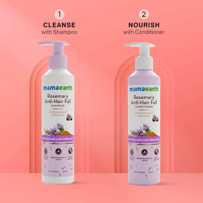 Mamaearth Rosemary Hair Care Duo: Anti-Hair Fall Shampoo (250 ml) + Conditioner (250 ml)
