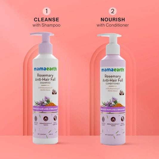 Mamaearth Rosemary Hair Care Duo: Anti-Hair Fall Shampoo (250 ml) + Conditioner (250 ml)