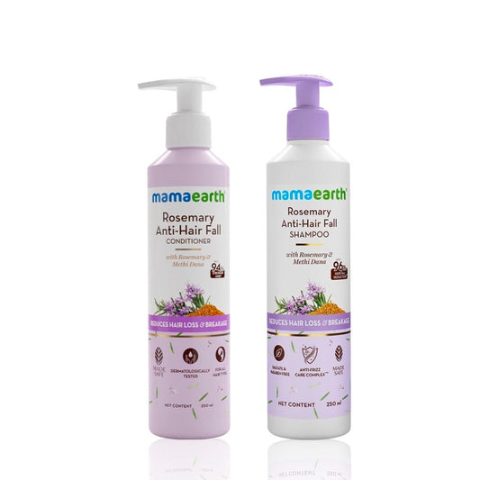 Mamaearth Rosemary Anti-Hair Fall Conditioner and shampoo with Rose mary & Methi Dana for Reducing Hair Loss & Breakage, Haircare kit, Combo of 2