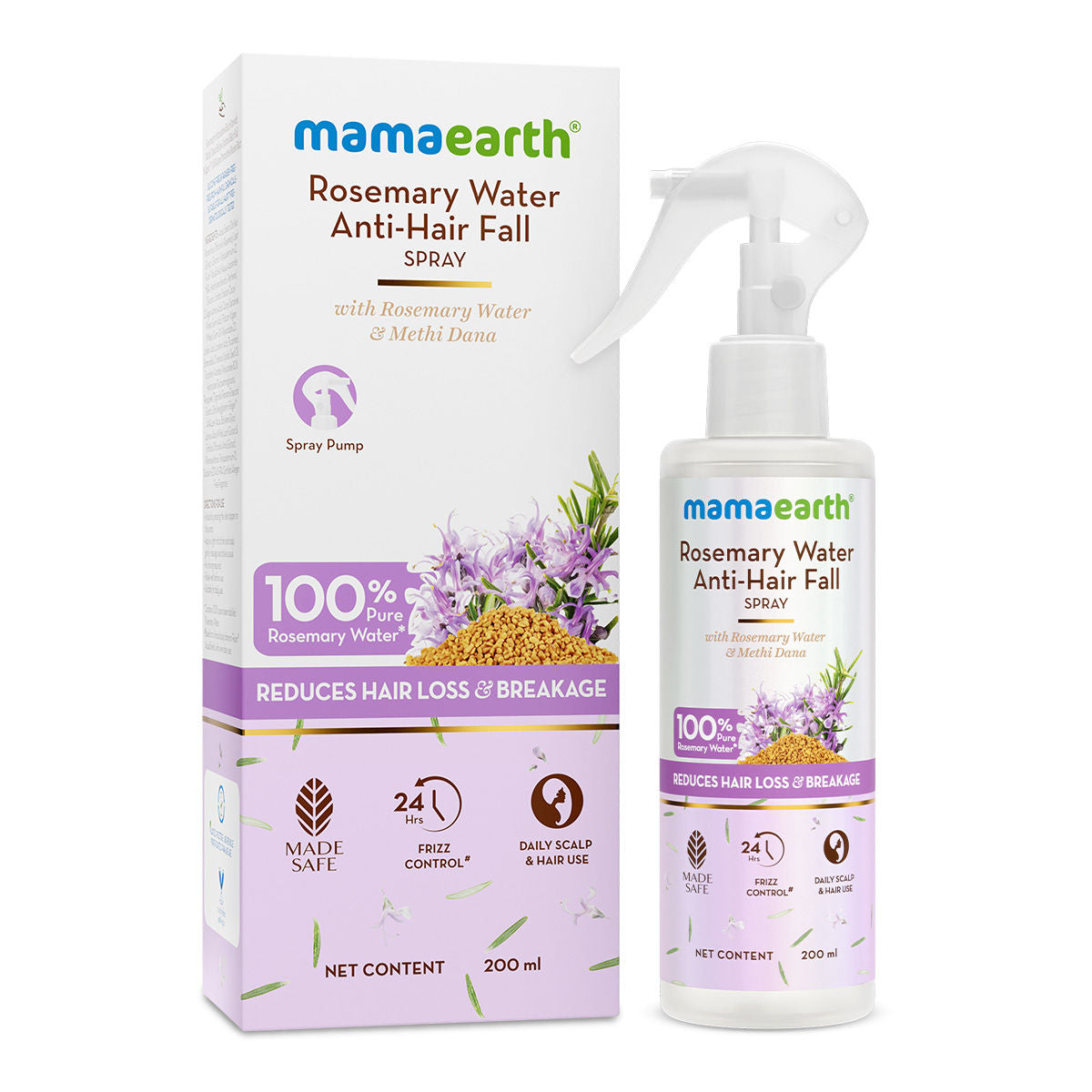 Mamaearth Rosemary Anti-Hairfall Spray| Hair Growth, Stronger, Denser Hair| 24Hr Frizz Control | Folligen ANALupe, Fision Aquashield | Shiny, Smooth Hair 200 ml - Image 5