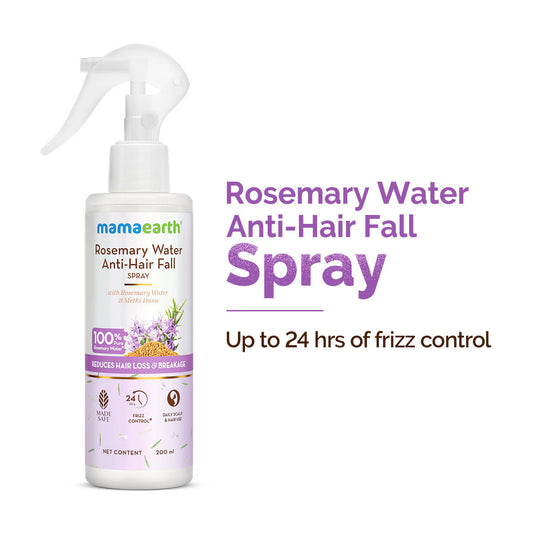 Mamaearth Rosemary Anti-Hairfall Spray| Hair Growth, Stronger, Denser Hair| 24Hr Frizz Control | Folligen ANALupe, Fision Aquashield | Shiny, Smooth Hair 200 ml