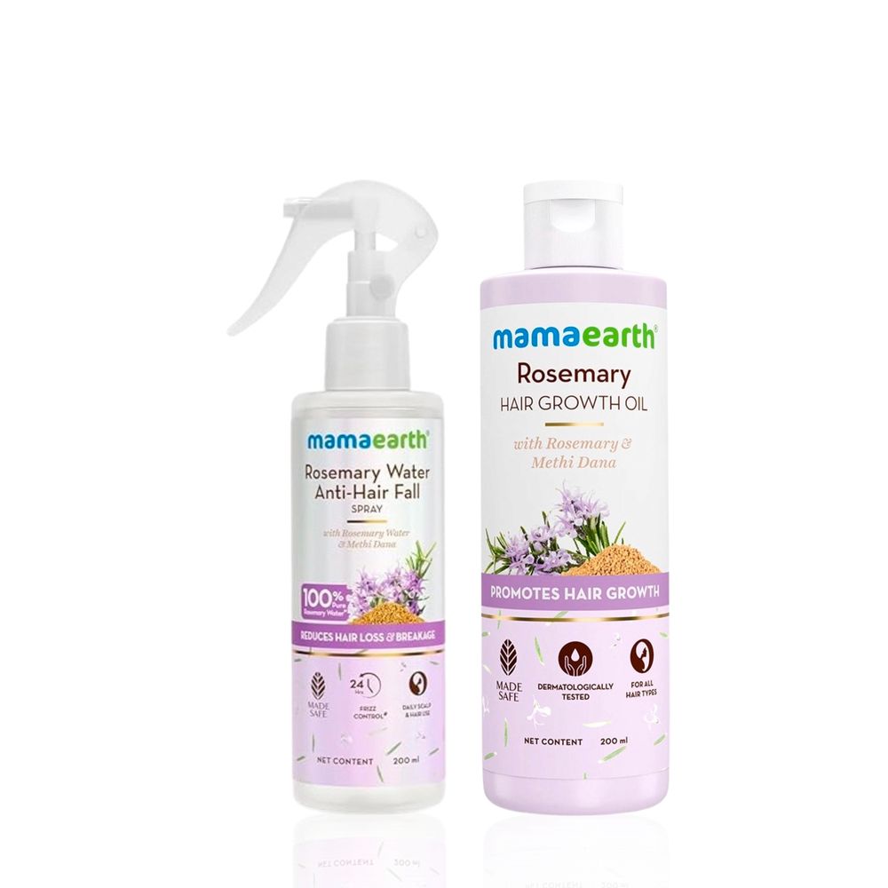 Mamaearth Rosemary Hair Growth Oil with Rosemary & Methi Dana for Promoting Hair Growth + Rosemary Anti-Hairfall Spray Haircare kit, Combo of 2