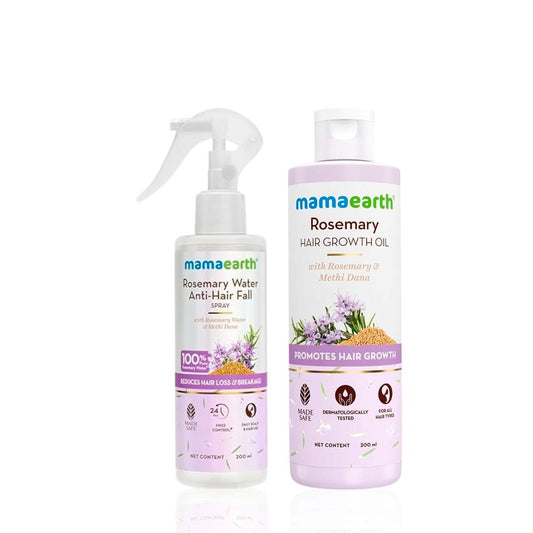 Mamaearth Rosemary Hair Growth Oil with Rosemary & Methi Dana for Promoting Hair Growth + Rosemary Anti-Hairfall Spray Haircare kit, Combo of 2
