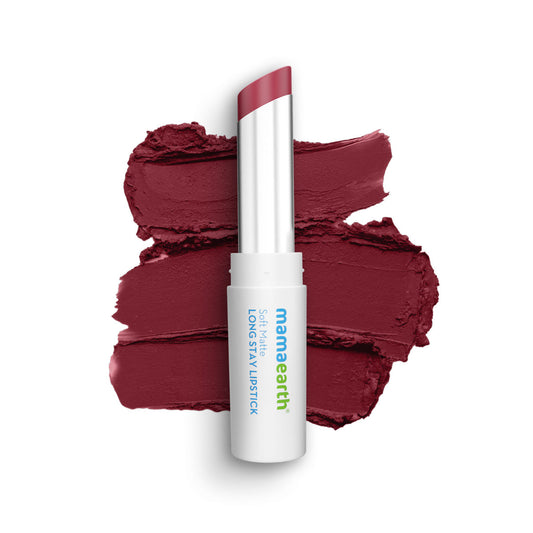 Mamaearth Soft Matte Long Stay Lipstick with Jojoba Oil & Vitamin E for 12 Hour Long Stay - Grape Wine - 3.5 gm