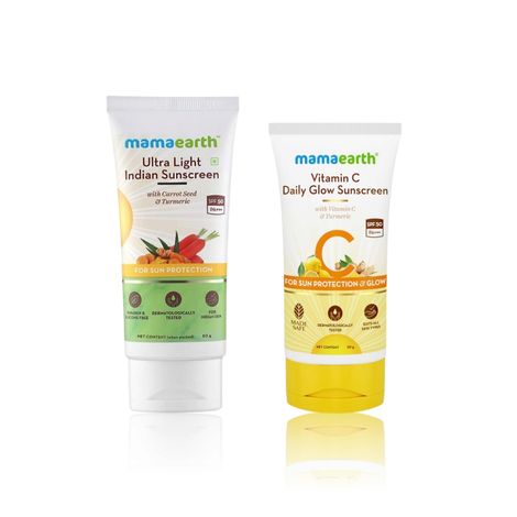 Mamaearth Sun Glow Duo: Ultra Light Indian Sunscreen (80 ml) + Vitamin C Sunscreen (50 gm)