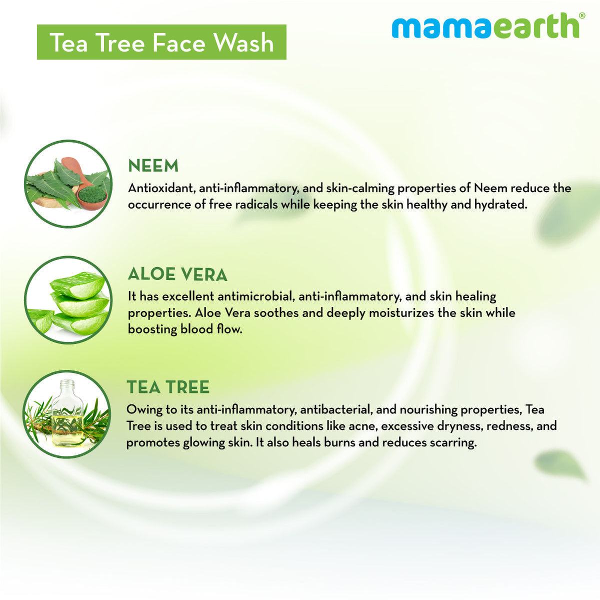Mamaearth Tea Tree Face Wash with Neem for Acne & Pimples (250 ml) - Image 3