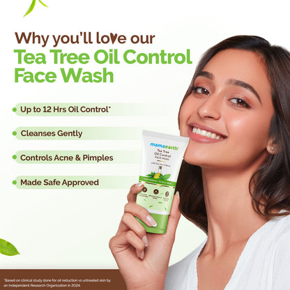 Mamaearth Tea Tree Oil Control Face Wash with Tea Tree & Neem for Normal to Oily Skin - 150 ml Up to 12 Hrs Oil Control | Cleanses Gently | Controls Acne & Pimples - Image 3