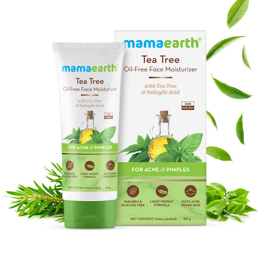 Mamaearth Tea Tree Oil-Free Face Moisturizer with Tea Tree and Salicylic Acid for Acne and Pimples - 80 gm