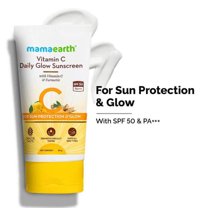Mamaearth Ubtan Cleanse & Sun-Protect Glow Combo 2: Ubtan Face Wash with Turmeric (100 ml) + Vitamin C Daily Glow Sunscreen (50 gm) - Image 3