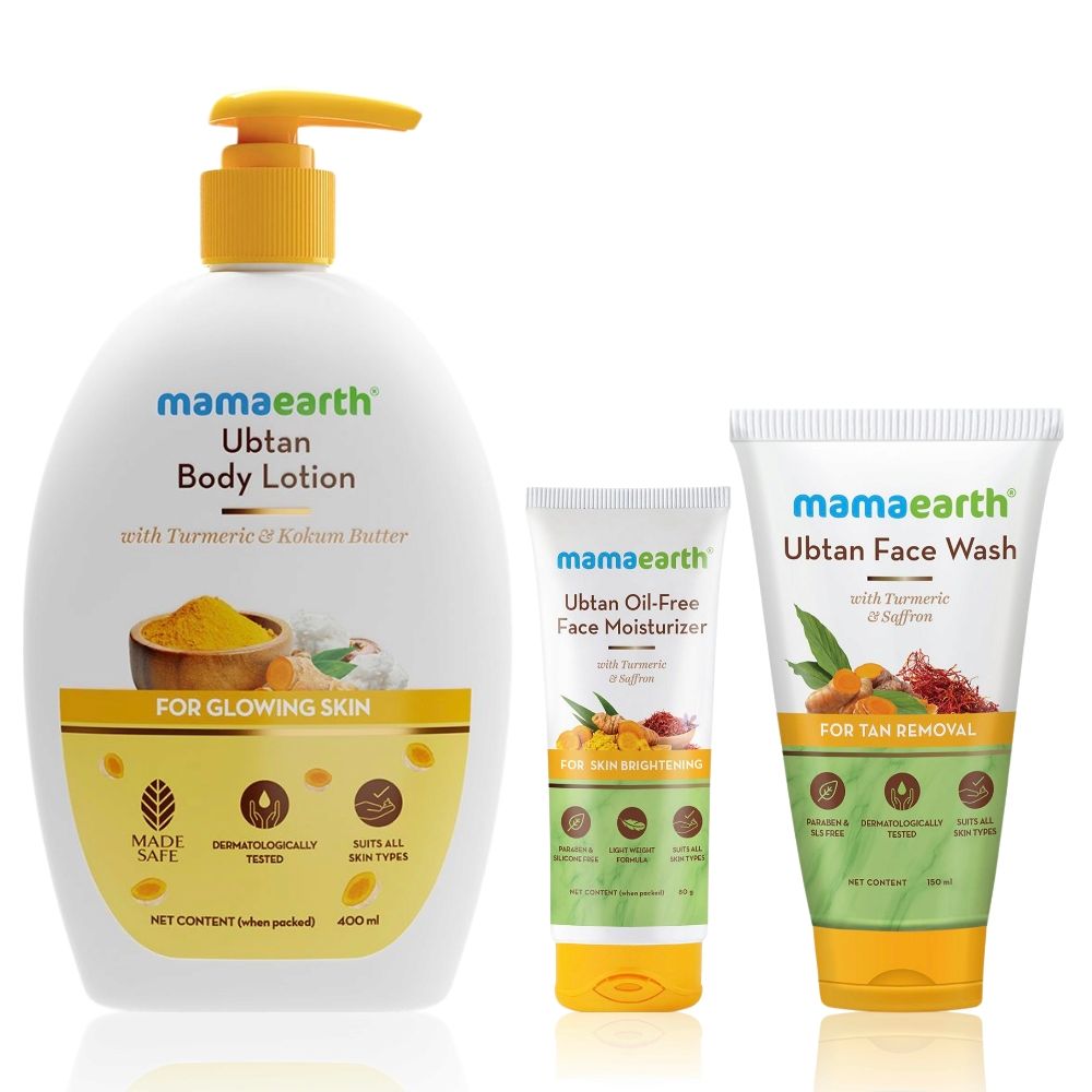 Mamaearth Ubtan Combo (Ubtan Natural Face Wash-150 ml + Ubtan Oil-Free Face Moisturizer-80 ml + Ubtan Body Lotion-400 ml)