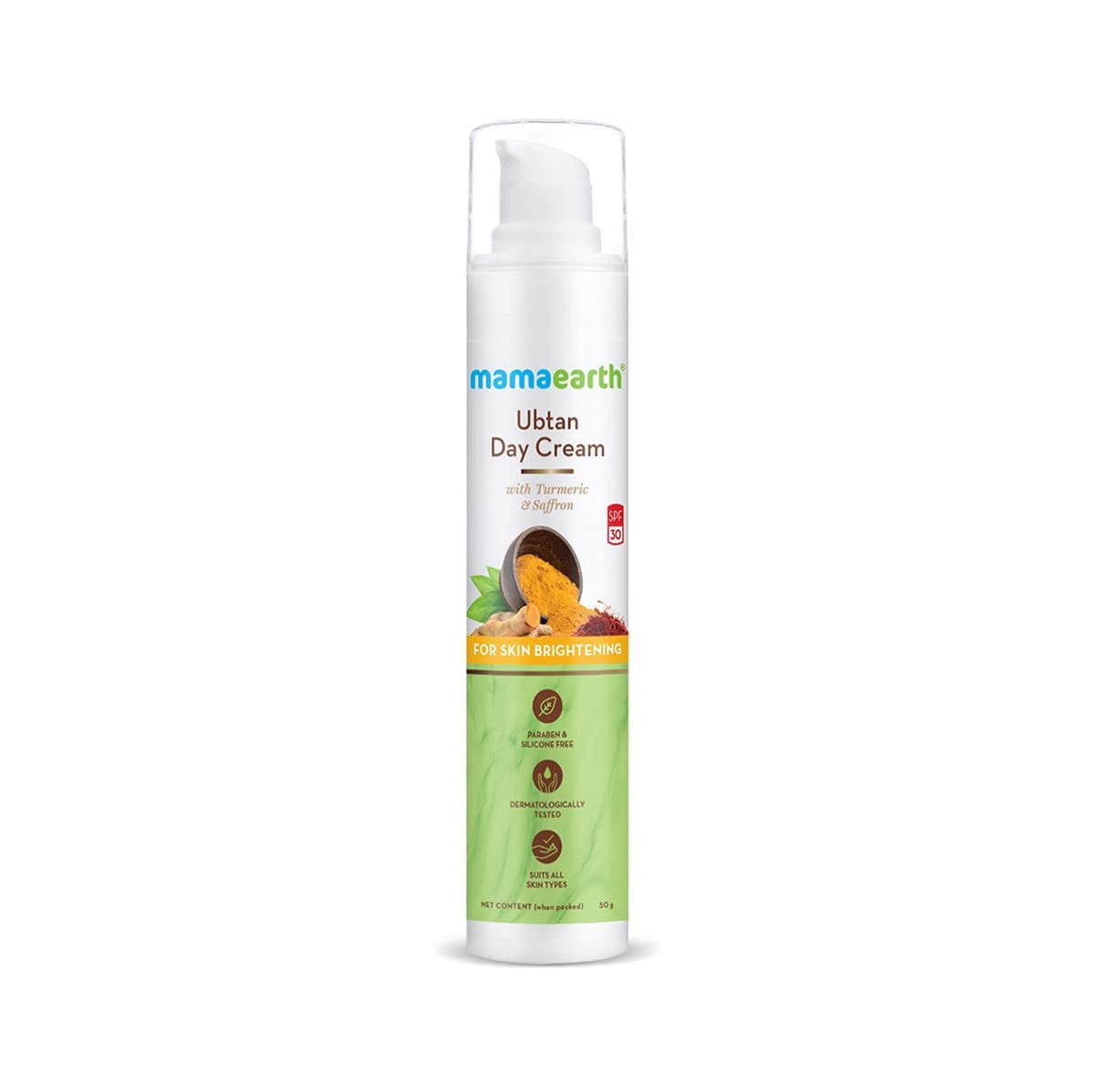 Mamaearth Ubtan Day Cream with SPF 30, with Turmeric & Saffron for Skin Brightening a€“ 50 gm - Image 5
