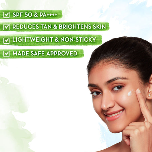 Mamaearth Ubtan Detan Sunscreen With Turmeric & Saffron - 50 gm | SPF 50 & PA++++ For UVA/B Protection | Removes Tan | Brightens Skin | Non-Greasy & Lightweight | No White Cast | For All Skin Types - Image 2