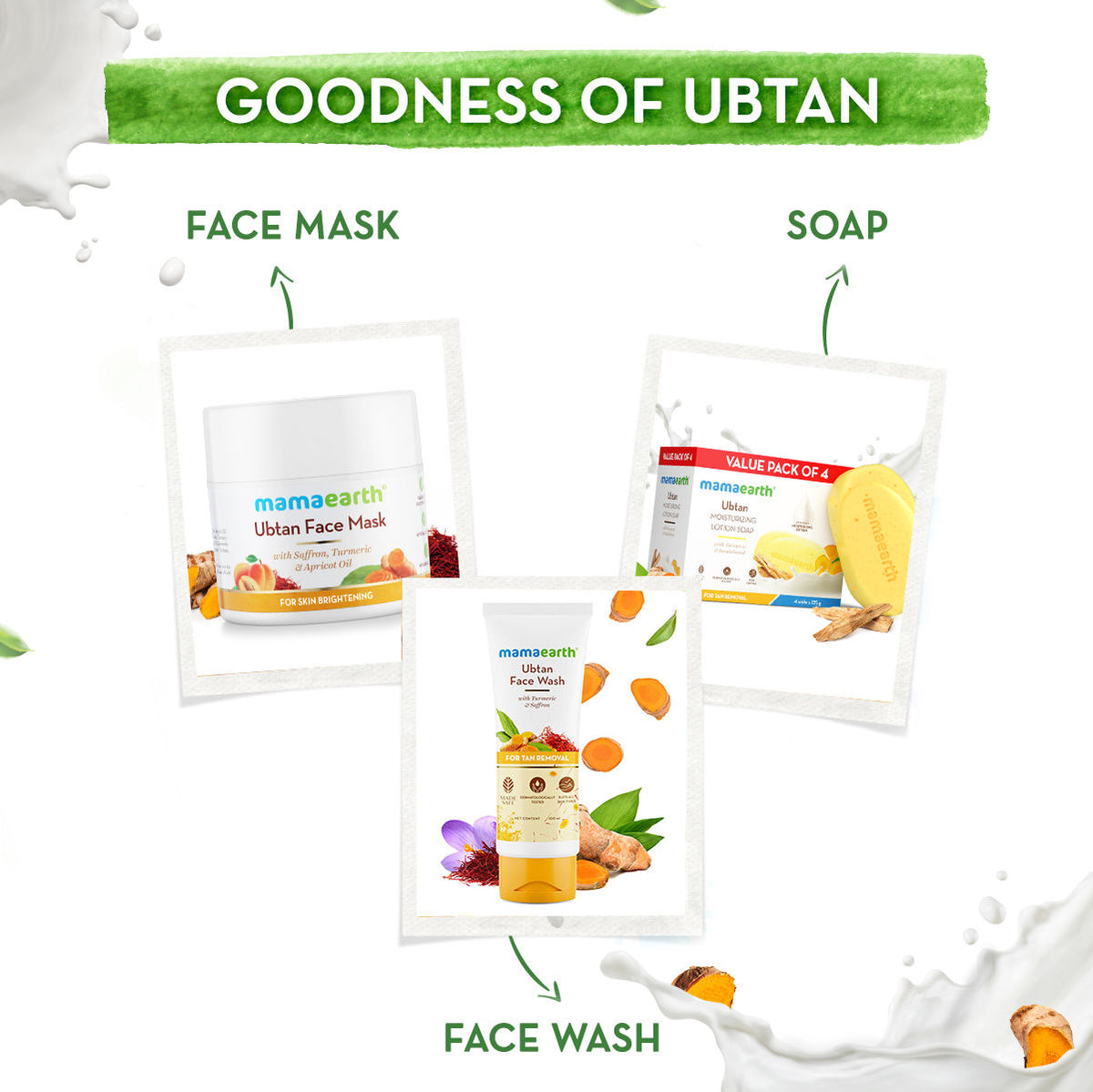 Mamaearth Ubtan Moisturizing Lotion Soap Pack of 4 (125 g x 4) - Image 5