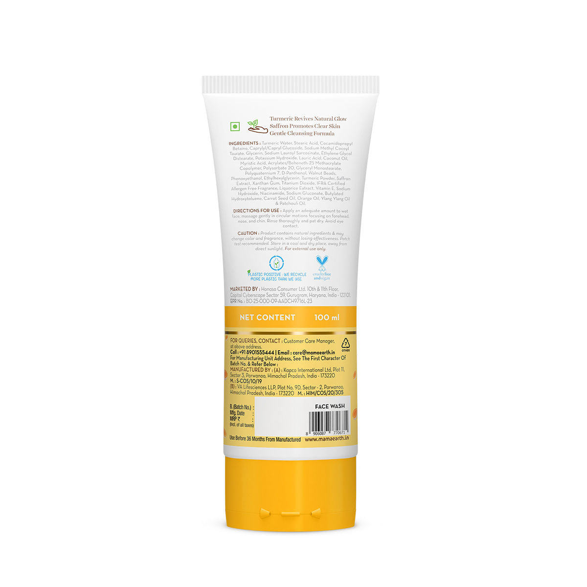 Mamaearth Ubtan Natural Face Wash For All skin type With Turmeric & Saffron For Tan Removal And Skin Brightening (100 ml) - Image 3