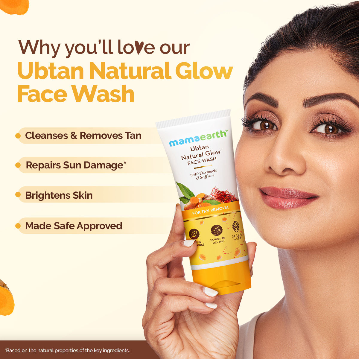 Mamaearth Ubtan Natural Face Wash For All skin type With Turmeric & Saffron For Tan Removal And Skin Brightening (100 ml) - Image 5