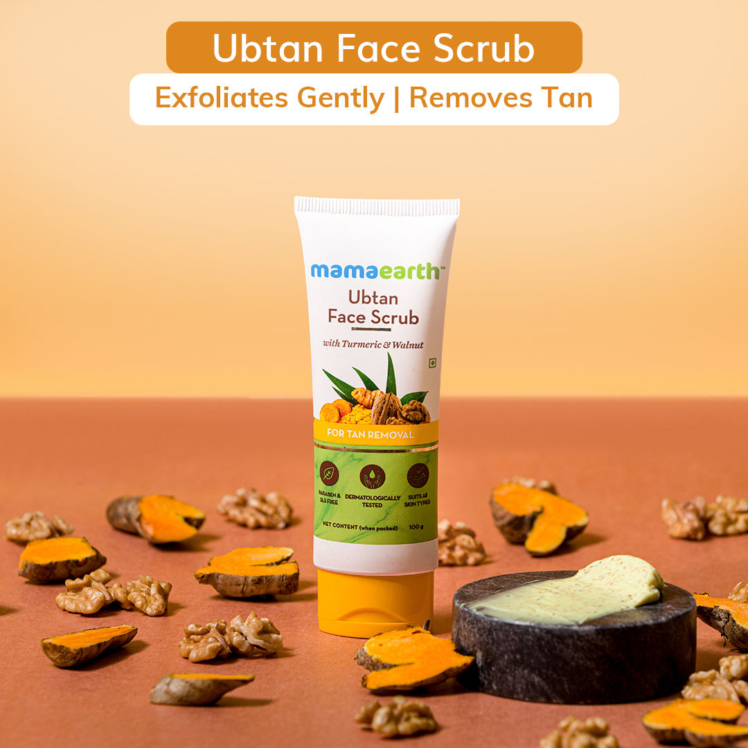 Mamaearth Ubtan Face Scrub with Turmeric and Walnut for Tan Removal - 100 gm - Image 4