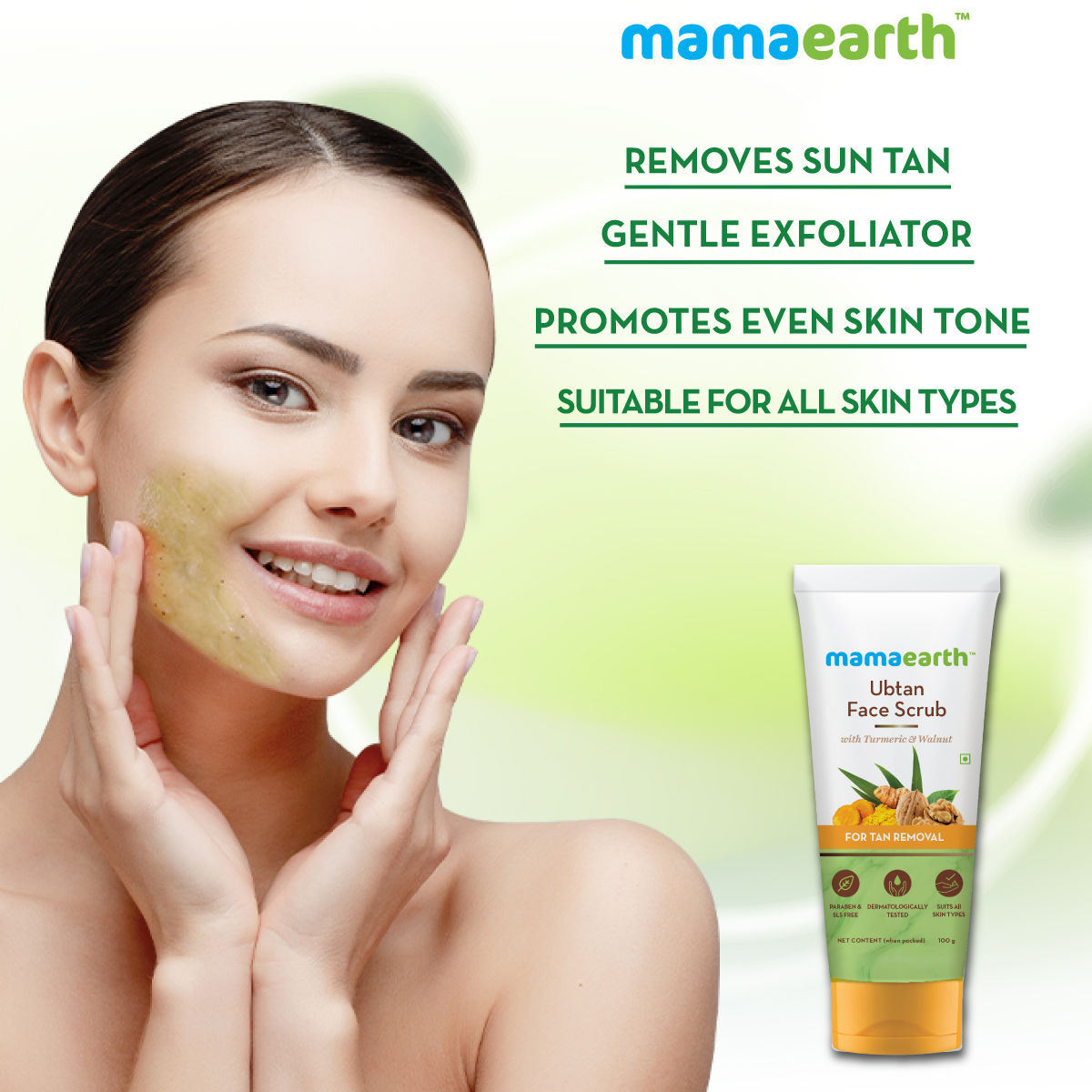 Mamaearth Ubtan Face Scrub with Turmeric and Walnut for Tan Removal - 100 gm - Image 5