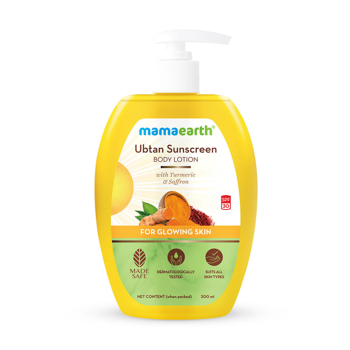 Mamaearth Ubtan Sunscreen Body Lotion SPF 30 with Turmeric & Saffron for Glowing Skin – 300 ml - Image 5