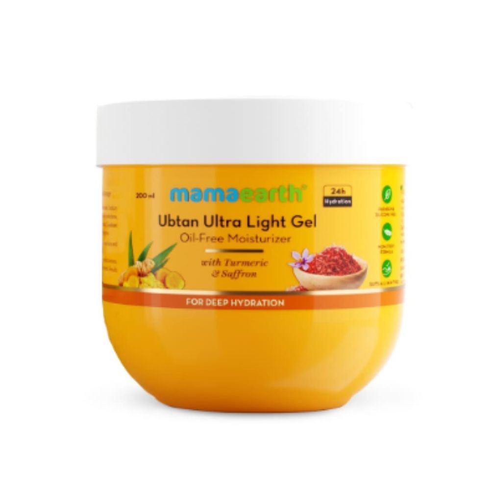 Mamaearth Ubtan Ultra Light Gel Oil-Free Moisturizer with Turmeric and Saffron for Deep Hydration - 200 ml