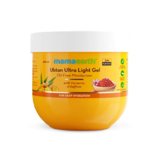 Mamaearth Ubtan Ultra Light Gel Oil-Free Moisturizer with Turmeric and Saffron for Deep Hydration - 200 ml