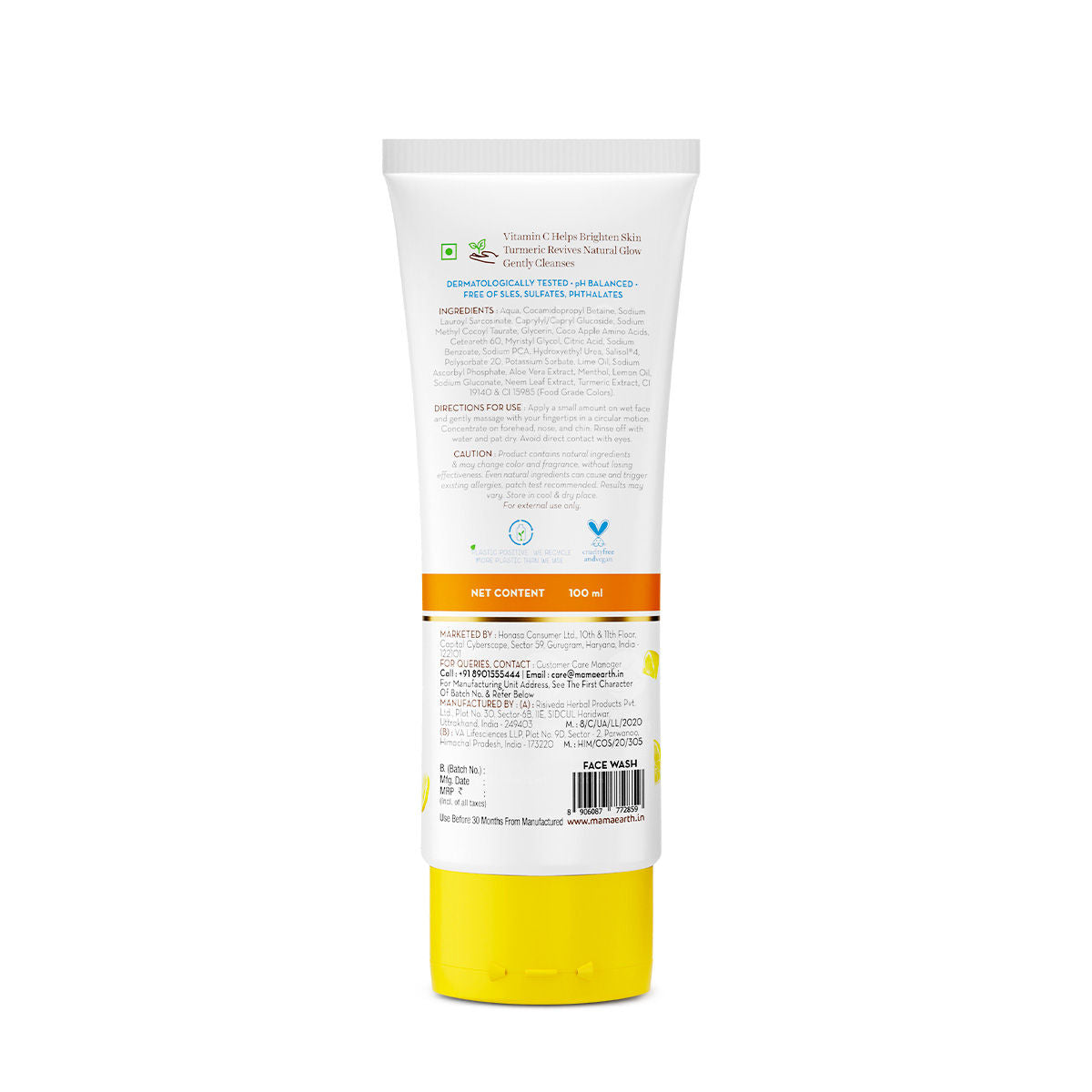 Mamaearth Vitamin C Face Wash With Vitamin C And Turmeric For All Skin Types (100 ml) - Image 3