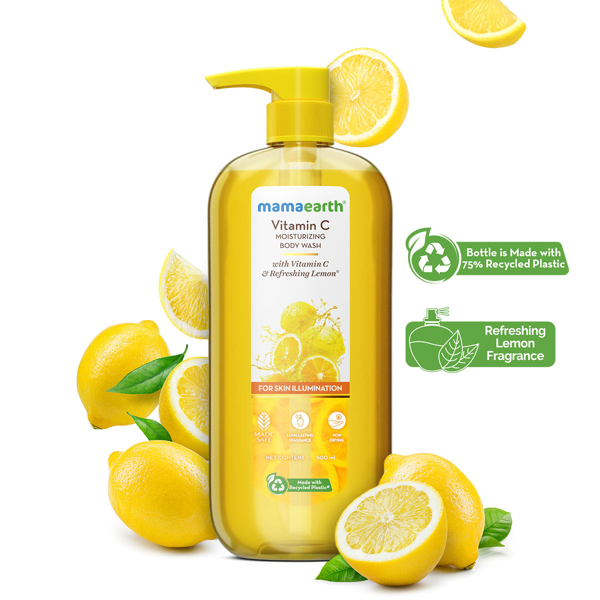 Mamaearth Vitamin C Moisturizing Body Wash with Vitamin C & Refreshing Lemon Scent for Skin Illumination- 500 ml | Deeply Cleanses | Intensely Moisturizes | Long-Lasting Fragrance | Radiant Glow | All Skin Types - Image 3