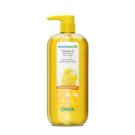 Mamaearth Vitamin C Moisturizing Body Wash with Vitamin C & Refreshing Lemon Scent for Skin Illumination- 500 ml | Deeply Cleanses | Intensely Moisturizes | Long-Lasting Fragrance | Radiant Glow | All Skin Types