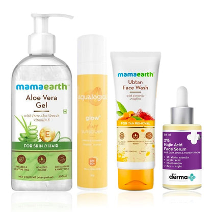 Mamaearth x The Derma Co x Aqualogica morning skincare kit (Mamaearth ubtan face wash (100 ml) + The Derma Co Kojic Acid face serum (30 ml) + Aqualogica watermelon sunscreen (50 gm))