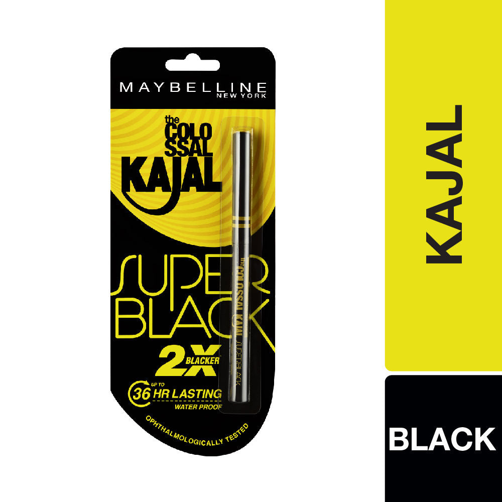Maybelline Colossal Kajal Super Black, 2X Darker & 2X Colossal, Matte Finish Kajal – 0.35 gm - Maybelline