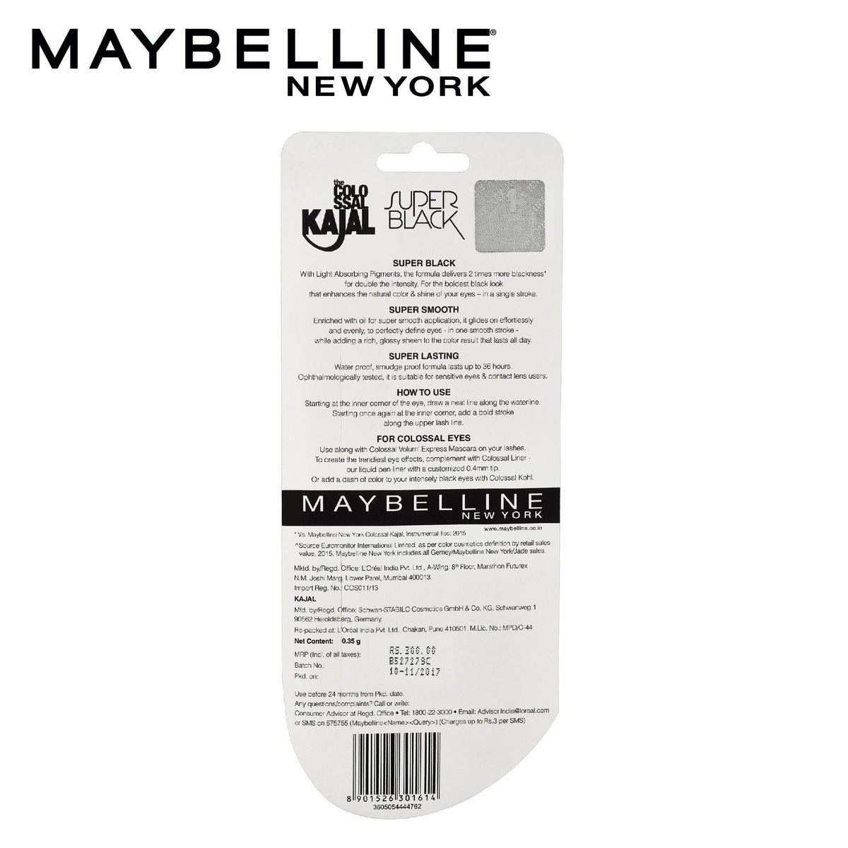 Maybelline Colossal Kajal Super Black, 2X Darker & 2X Colossal, Matte Finish Kajal – 0.35 gm - image 5