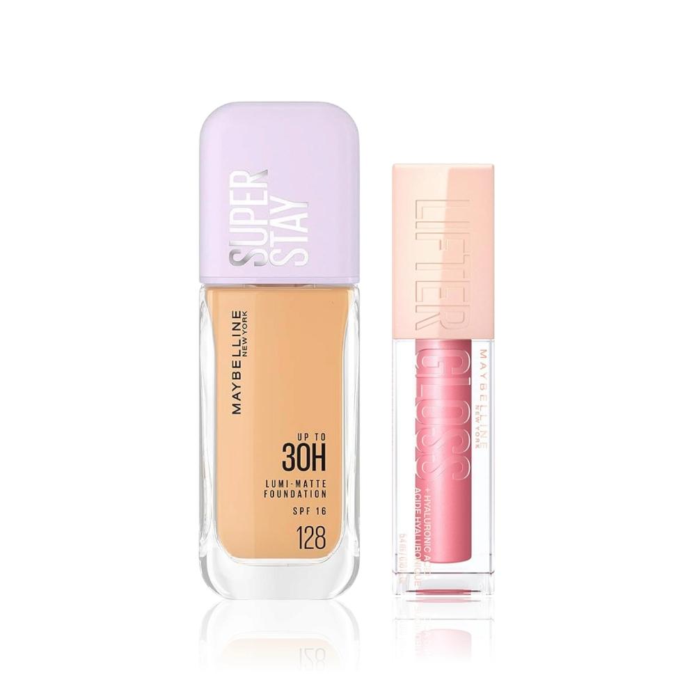 Maybelline Foundation+Lifter Gloss ( Super Stay Lumi-Matte- shade 128 (35 ml) + Lifter Gloss - Petal (5.4 ml)) - Maybelline