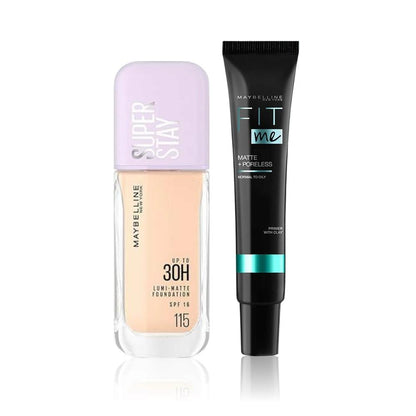 Maybelline Makeup Basics Kit 1 (Super Stay Lumi Matte -shade 115 (35 ml) + Fitme Primer Matte (30 ml) - Maybelline