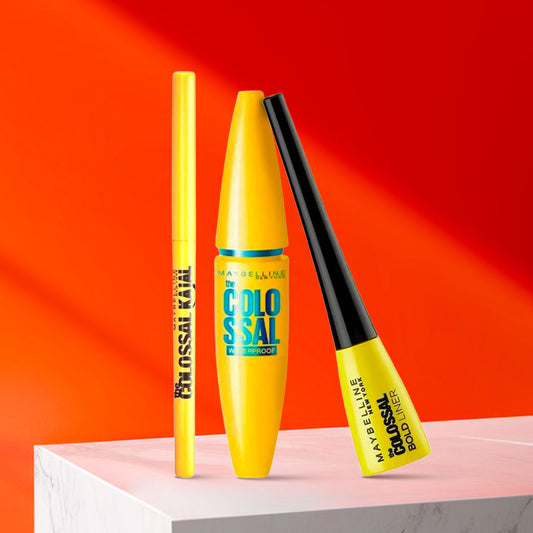 Maybelline Call Me Colossal Kit-Mascara+ Kajal+ Bold Liner Combo of 3 - Maybelline