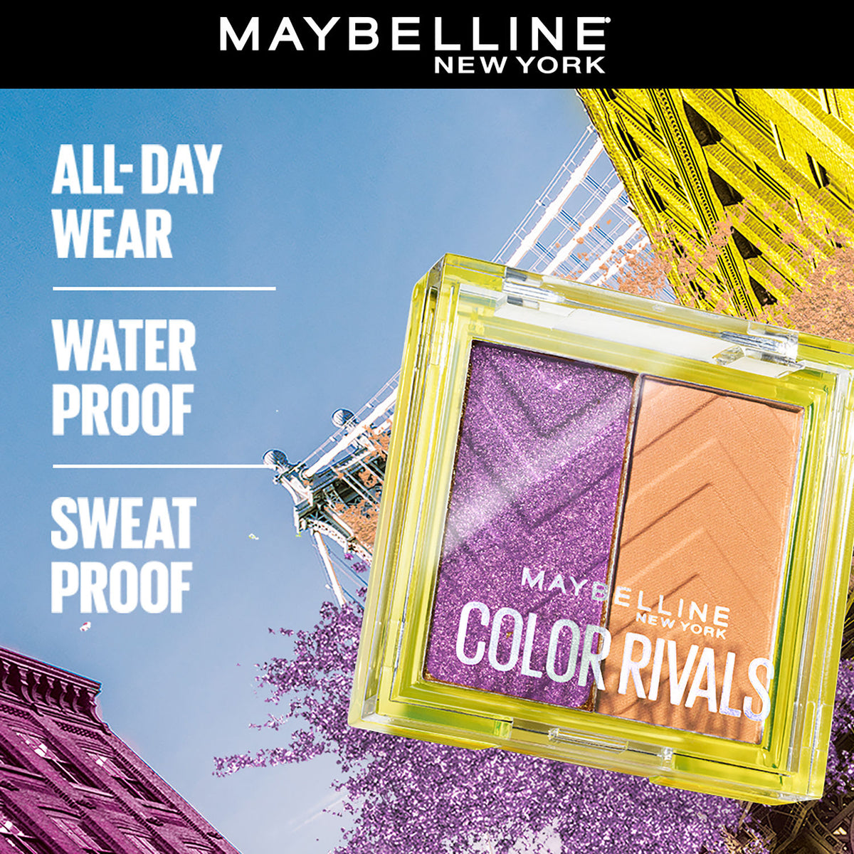 Maybelline Color Rivals Pigmented Eyeshadow Palette, Long lasting, Sweatproof, Waterproof, Matte, Shimmer, Spontaneous x Purposeful, 3 gm - image 3