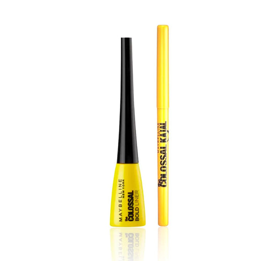 Maybelline Eyeliner & Kajal, Bold Eye Looks, Long-lasting, Colossal Bold Liner & Colossal Kajal, Combo Pack, Essential Eye Kit 0.35g+3 ml - Maybelline
