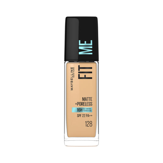 Maybelline Fit Me Matte+Poreless Liquid Foundation 16H Oil Control - 128 Warm Nude, 30 ml - Maybelline