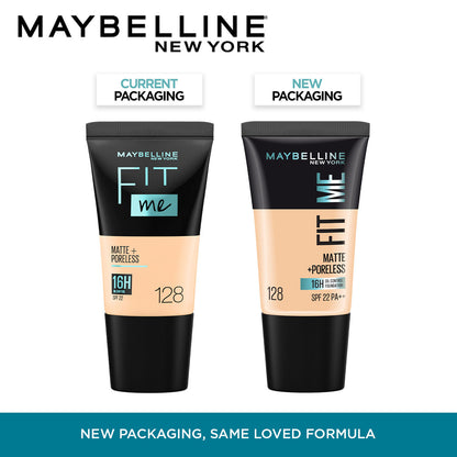 Maybelline Fit Me Matte+Poreless Liquid Foundation Tube, 128 Warm Nude, 18 ml - image 2
