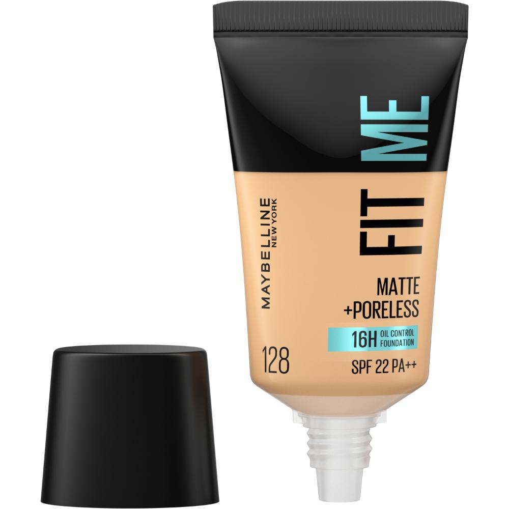 Maybelline Fit Me Matte+Poreless Liquid Foundation Tube, 128 Warm Nude, 18 ml - image 3